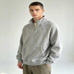Men's stand-collar zip-up top Stand-Collar Paneled Zip-Up
