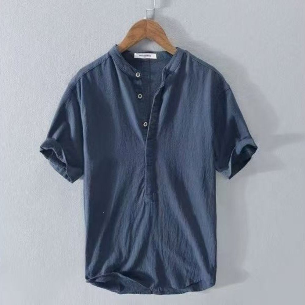 Short-sleeved shirt Short-Sleeve Linen-Cotton Shirt