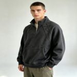 Men's stand-collar zip-up top Stand-Collar Paneled Zip-Up