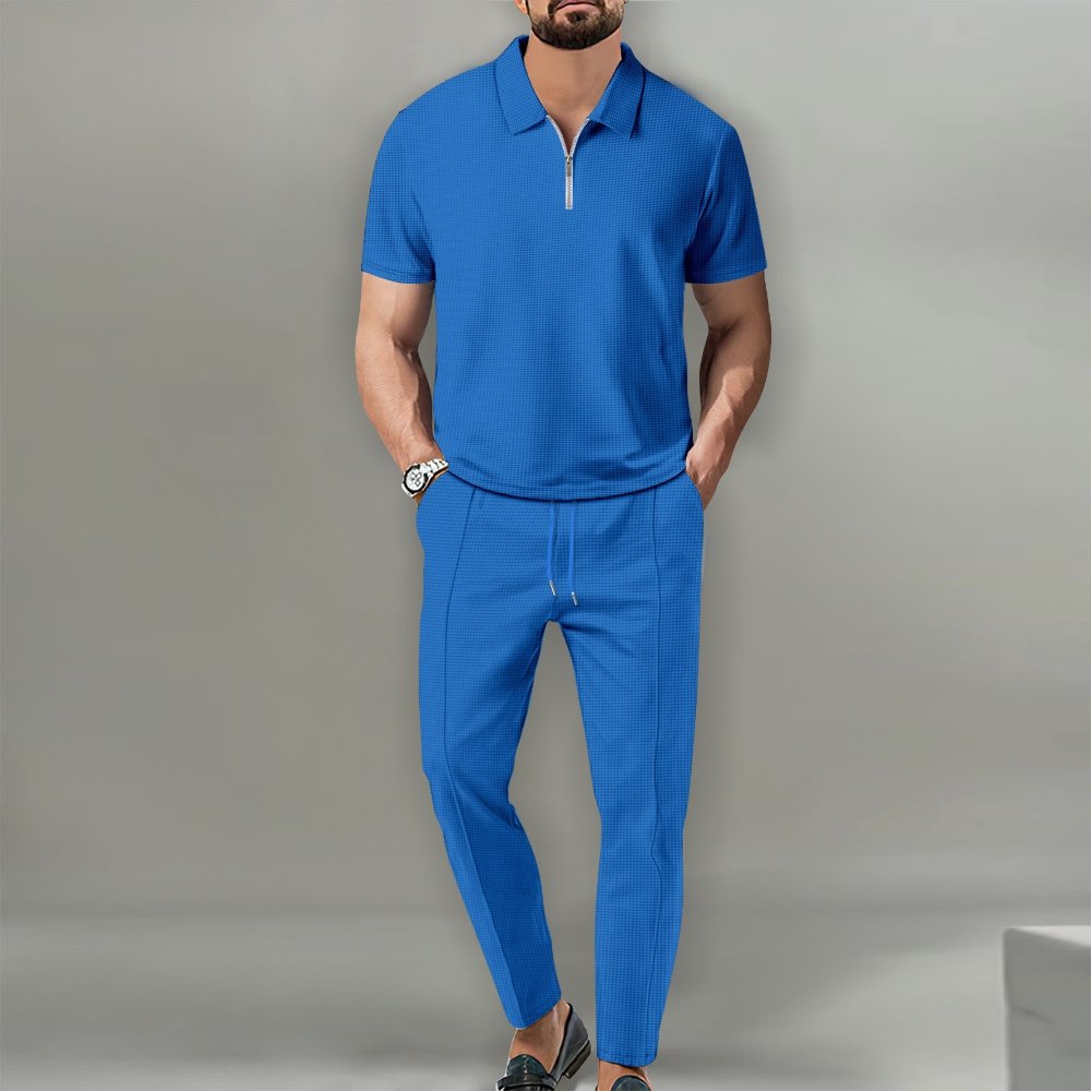 Short-sleeve polo shirt set Waffle-Knit Polo Set