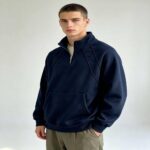 Men's stand-collar zip-up top Stand-Collar Paneled Zip-Up