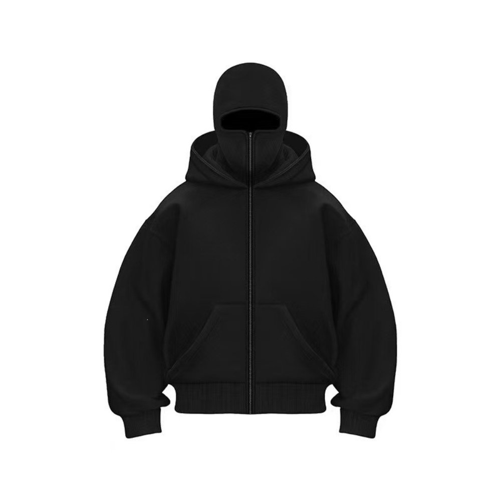 Men's Zip-Up Hoodie Double-Hood Masked Zip-Up Hoodie