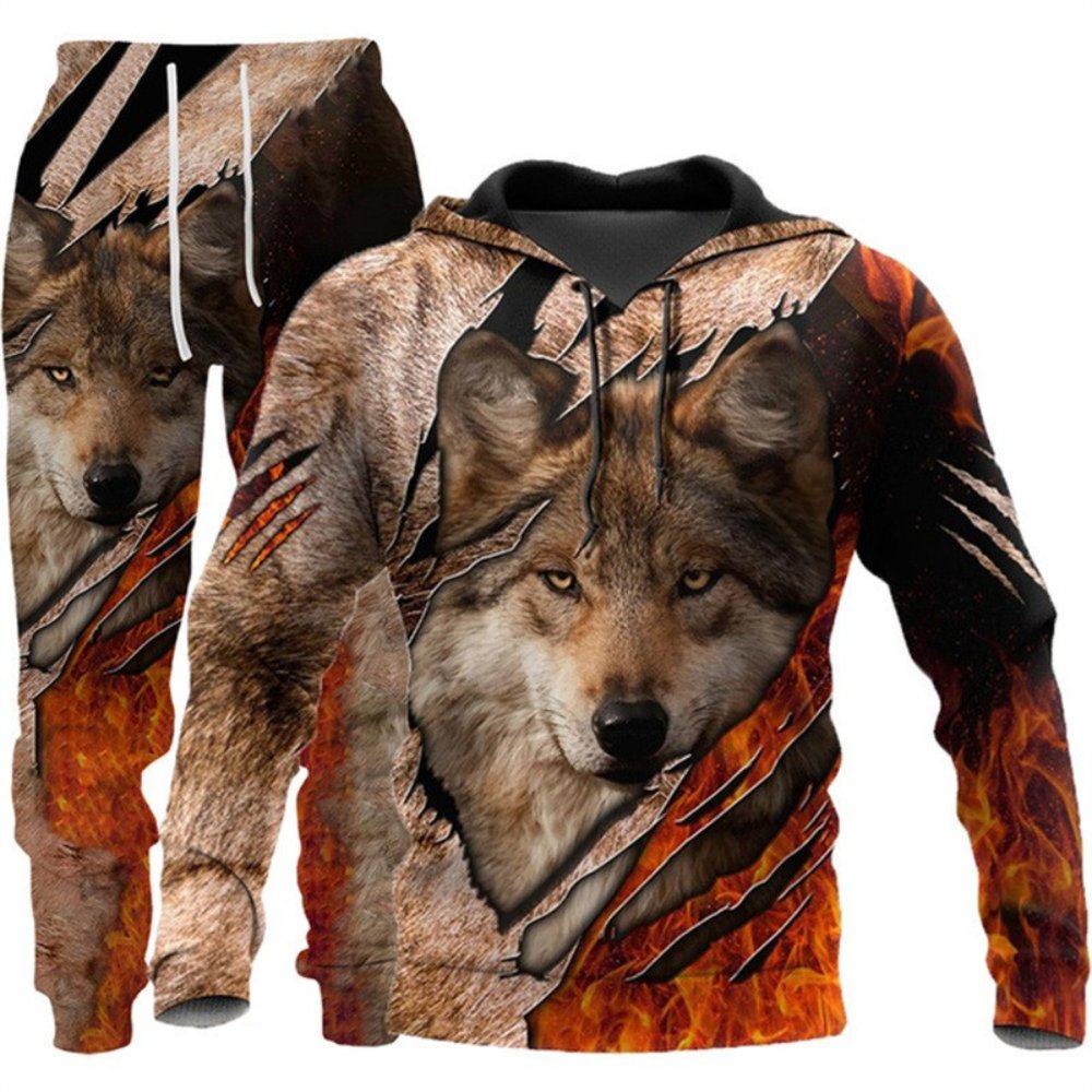Digital-print sweatshirt and sweatpants set 3D Digital-Print Hoodie Set