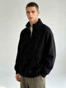 Men's stand-collar zip-up top
