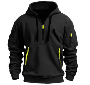 Hooded zip-up jacket with ribbon ties