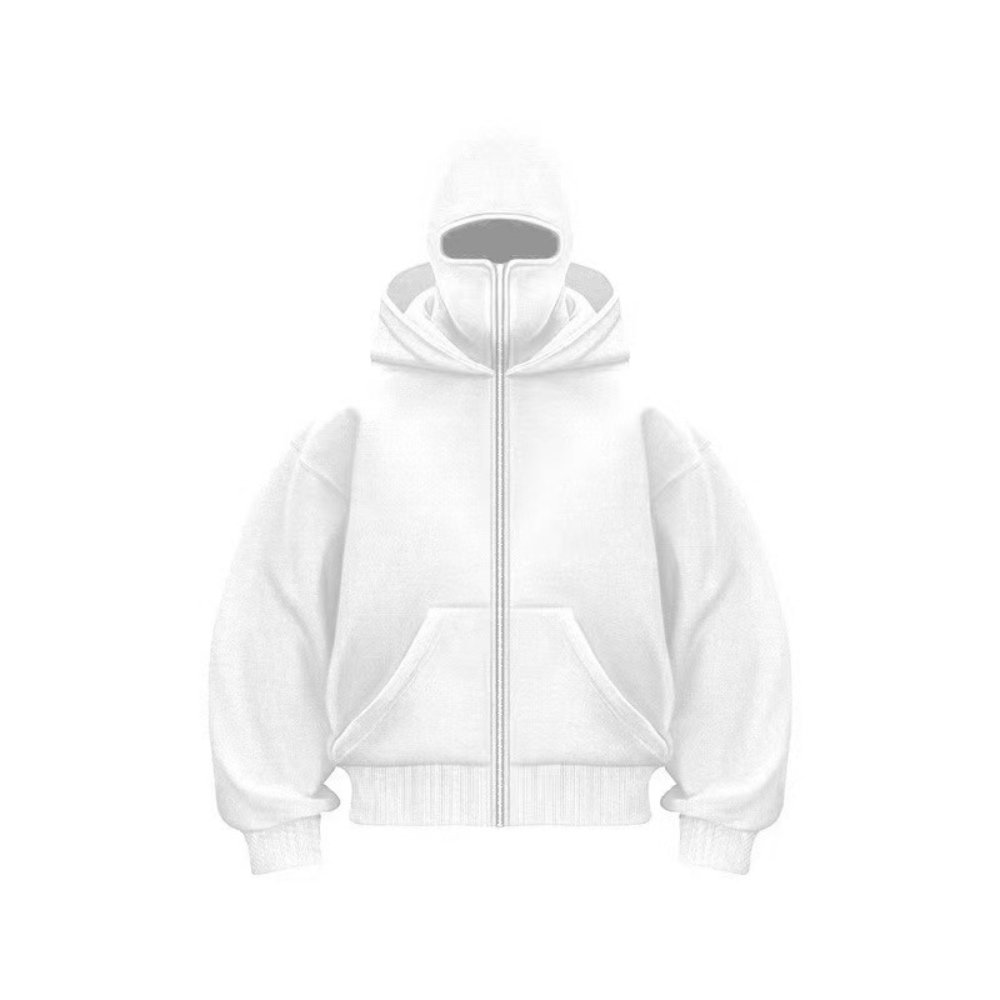 Official white double hood hoodie catalogue visual